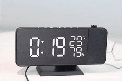 FM Radio Alarm Clock with LED Projection and USB Charging Port