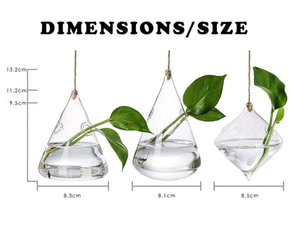 3-Piece Glass Hanging Terrarium Vases