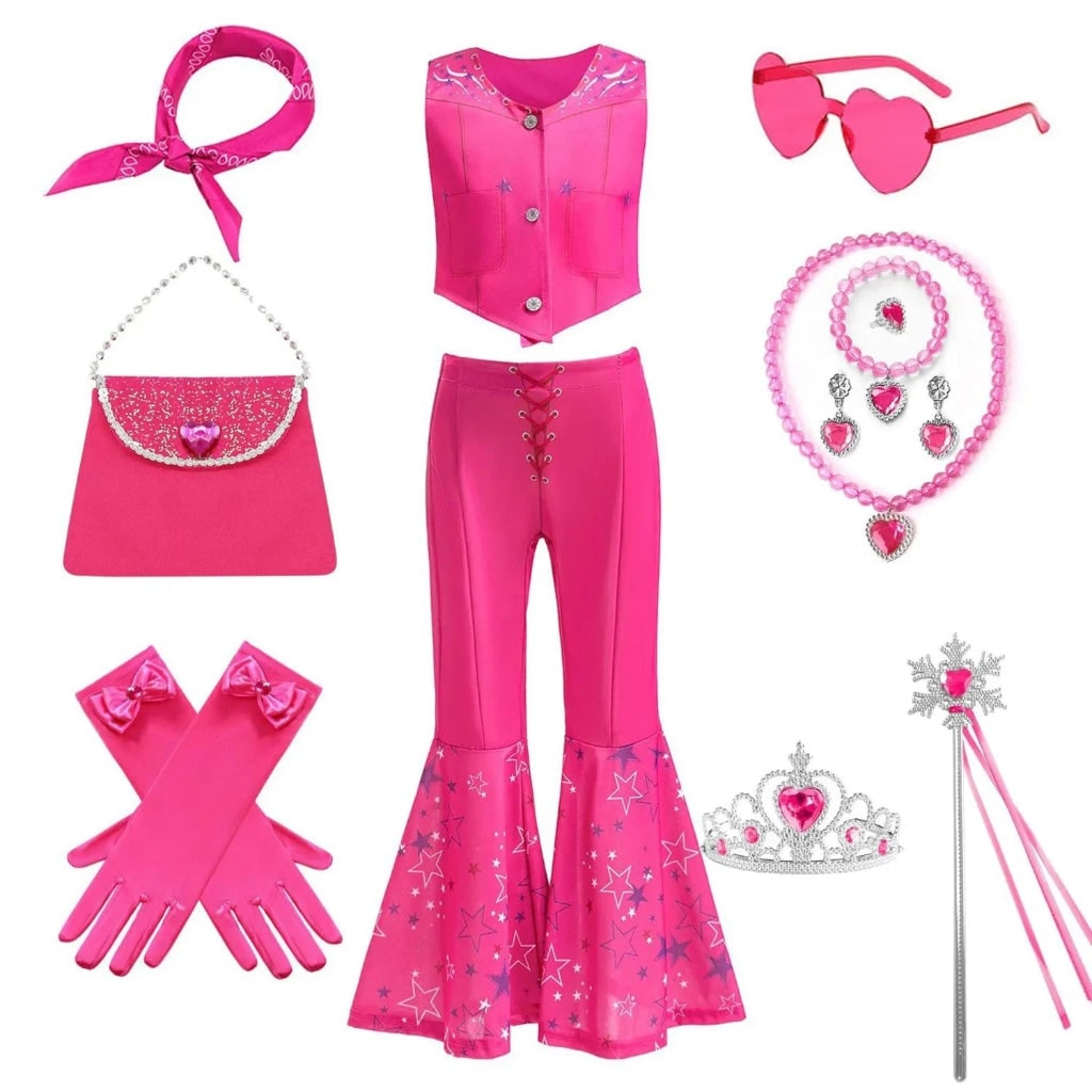 Disco Party Set | Girls' Flared Pants Costume with Stylish Top | Fun Outfit for Halloween and Themed Events