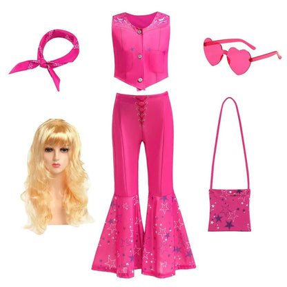 Disco Party Set | Girls' Flared Pants Costume with Stylish Top | Fun Outfit for Halloween and Themed Events