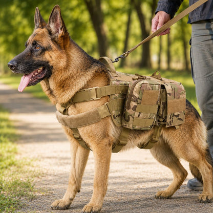 Detachable MOLLE Pouches & Breathable Mesh Dog Backpack Harness