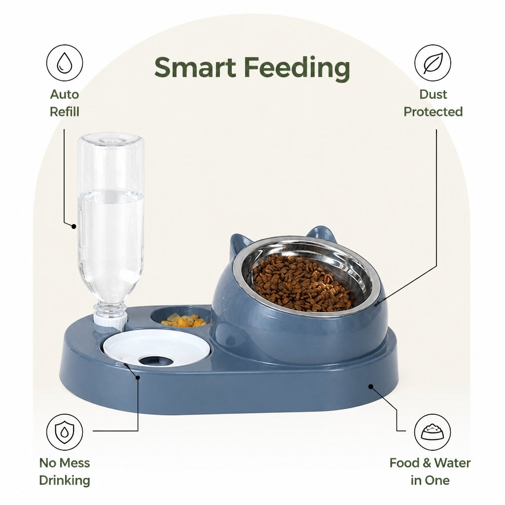 Ortekor 2-in-1 Feeder & Waterer Pet Bowl (Partitioned Tank)