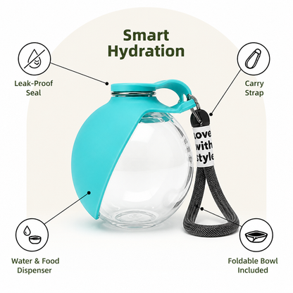 Ortekor 2-in-1 Leak-Proof Dog Water Bottle (Foldable Silicone Bowl)