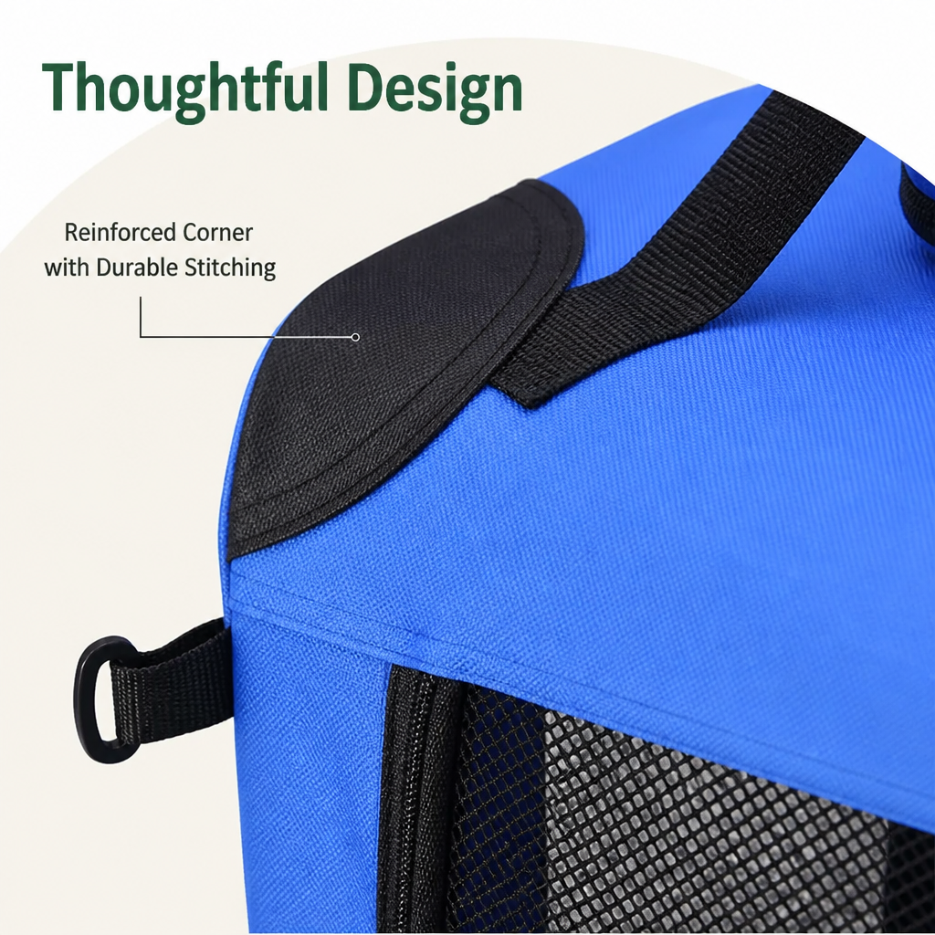 Ortekor 3-Door Foldable Soft-Sided Travel Carrier (Removable Mat)