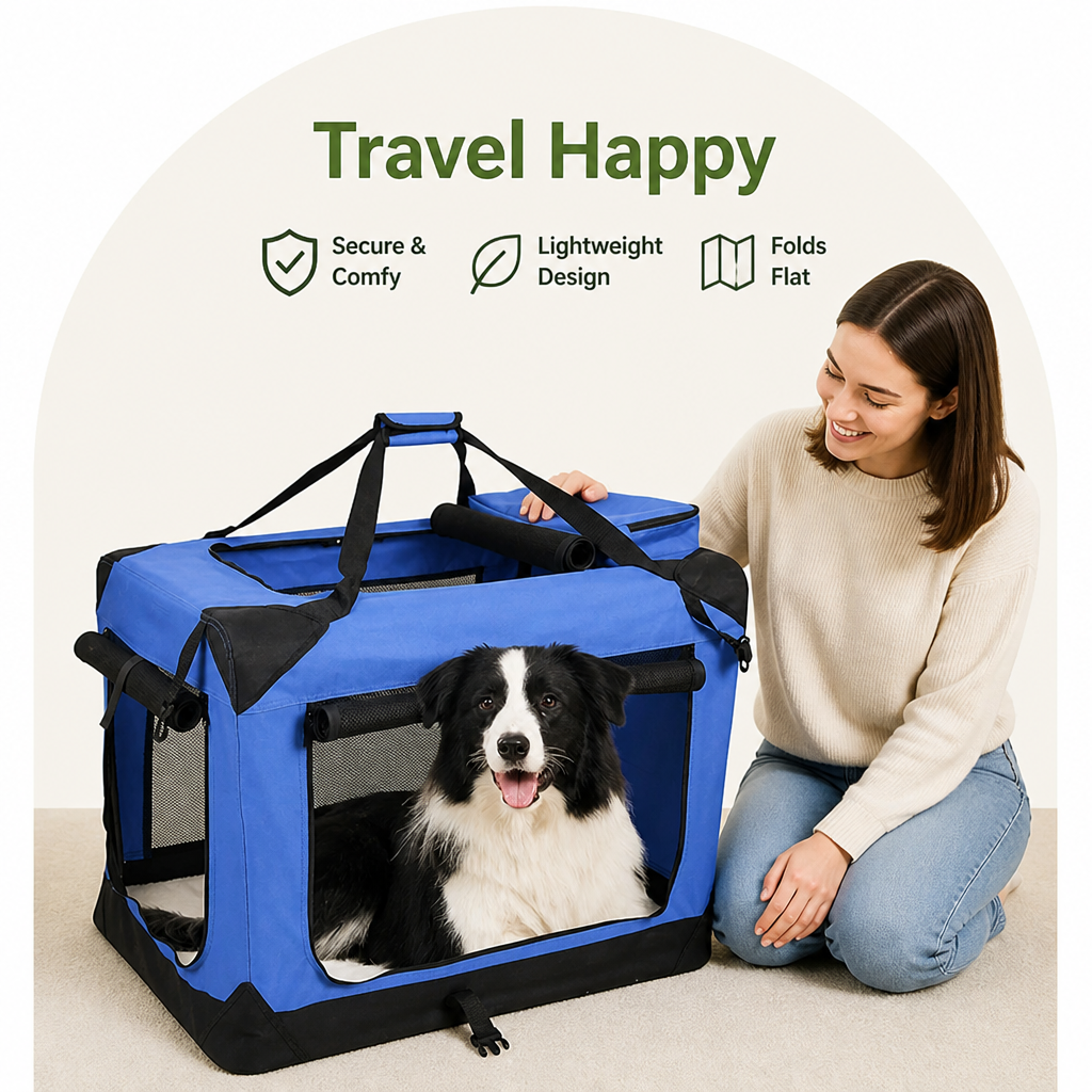 Ortekor 3-Door Foldable Soft-Sided Travel Carrier (Removable Mat)