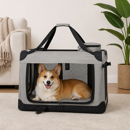 Ortekor 3-Door Foldable Soft-Sided Travel Carrier (Removable Mat)