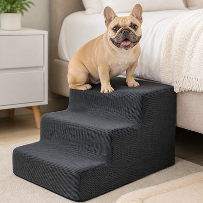 Ortekor 3-Step High-Density Foam Dog Stairs (Removable Washable Cover)