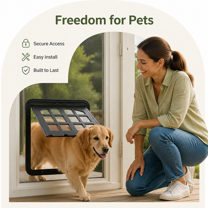 Ortekor 4-Way Self-Closing Dog Screen Door (Fits Screen Doors & Windows)