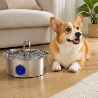 Ortekor 7L Stainless Steel & Filtered Pet Water Fountain