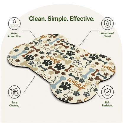 Ortekor Absorbent & Waterproof Bone-Shaped Pet Feeding Mat