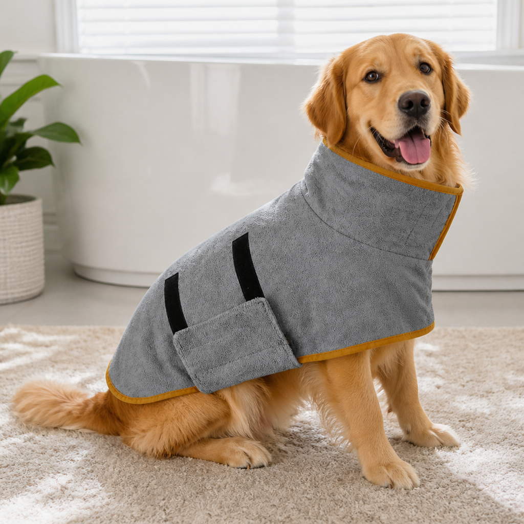 Ortekor Adjustable Absorbent Microfiber Pet Bathrobe