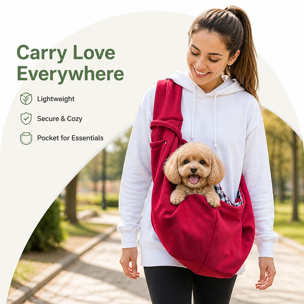 Ortekor Adjustable Hands-Free Pet Sling Carrier (Storage Pocket)