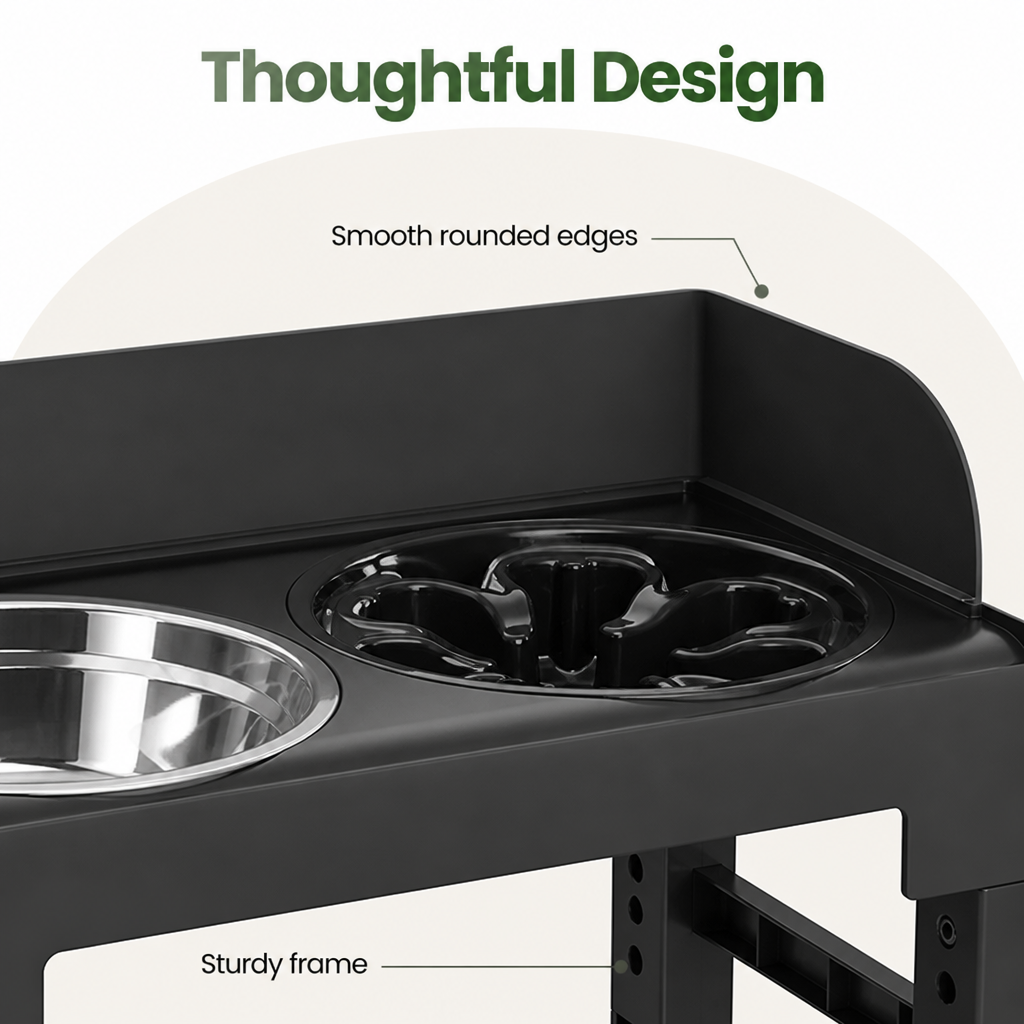 Ortekor Adjustable & Tilting Raised Dog Feeder (Stainless Steel Bowls)