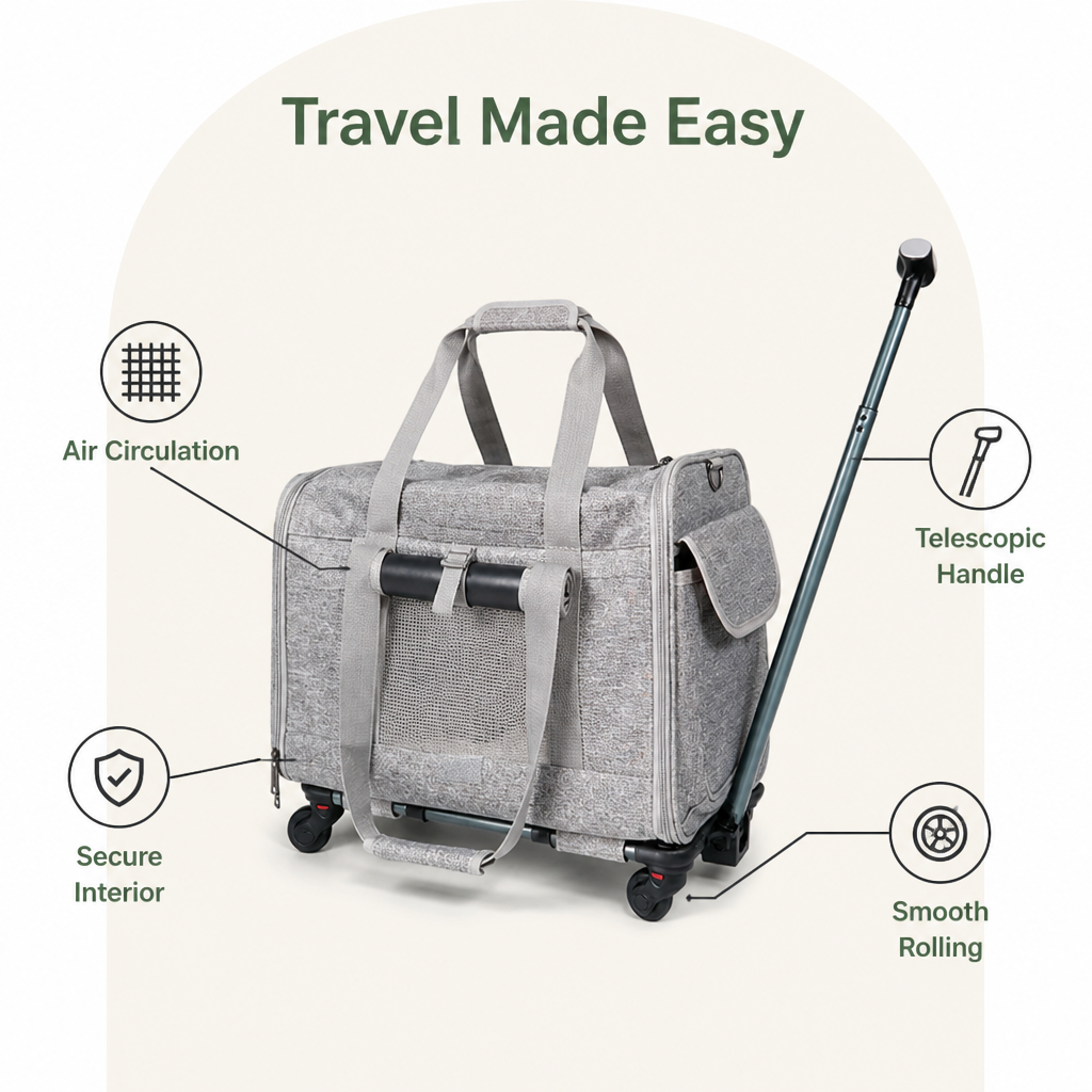 Ortekor Airline-Approved Rolling & Foldable Pet Carrier