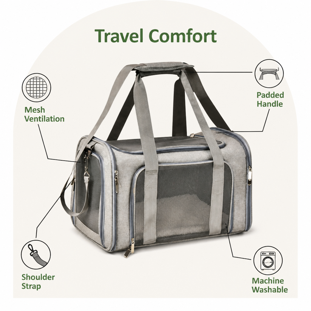 Ortekor Airline-Approved Waterproof & Breathable Mesh Pet Carrier (Removable Fleece Pad)