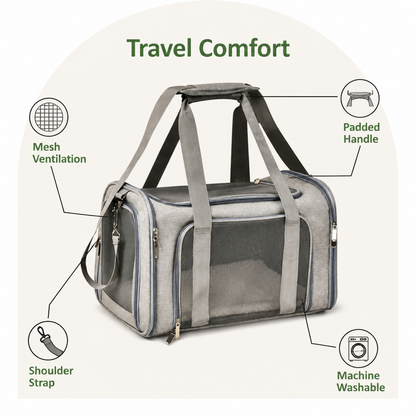 Ortekor Airline-Approved Waterproof & Breathable Mesh Pet Carrier (Removable Fleece Pad)