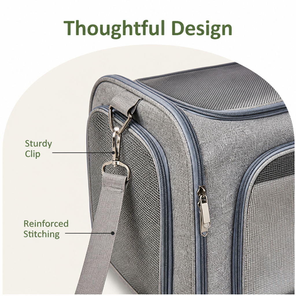 Ortekor Airline-Approved Waterproof & Breathable Mesh Pet Carrier (Removable Fleece Pad)