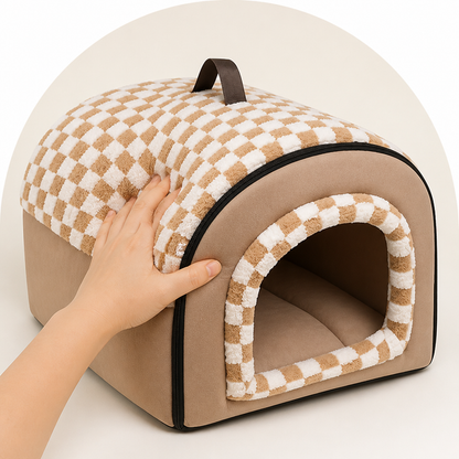 Ortekor All-Season Plush Enclosed Cat Bed (Removable & Washable Cover)