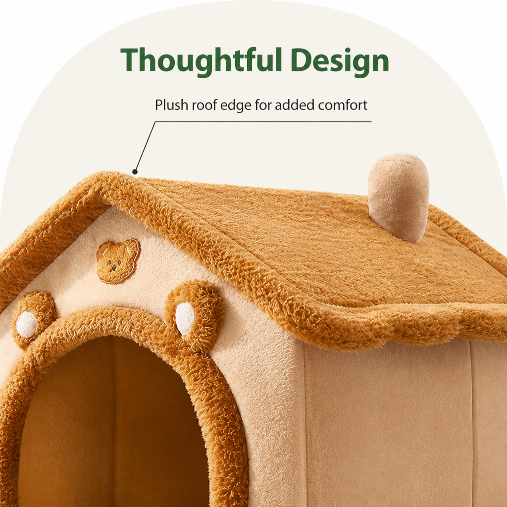Ortekor All-Season Plush Enclosed Dog Bed (Removable Washable Cover)