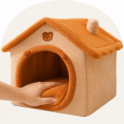 Ortekor All-Season Plush Enclosed Dog Bed (Removable Washable Cover)
