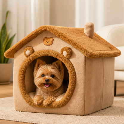 Ortekor All-Season Plush Enclosed Dog Bed (Removable Washable Cover)