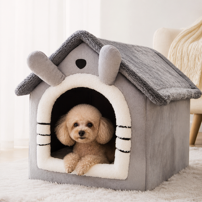 Ortekor All-Season Plush Enclosed Dog Bed (Removable Washable Cover)