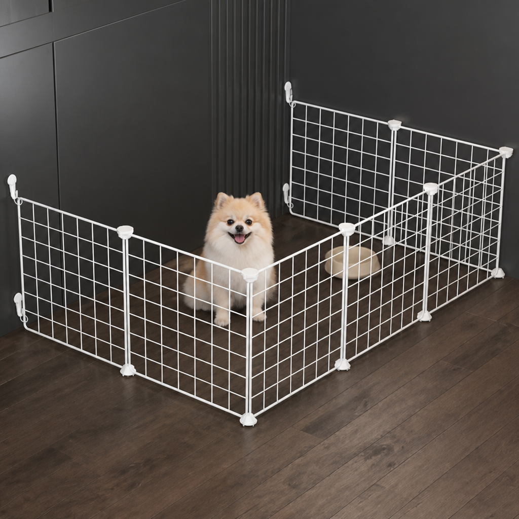 Ortekor Anti-Escape Mesh & Adjustable Steel Frame Puppy Fence