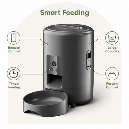 Ortekor App-Controlled & Portion-Controlled Pet Feeder (8.5-Cup Hopper)