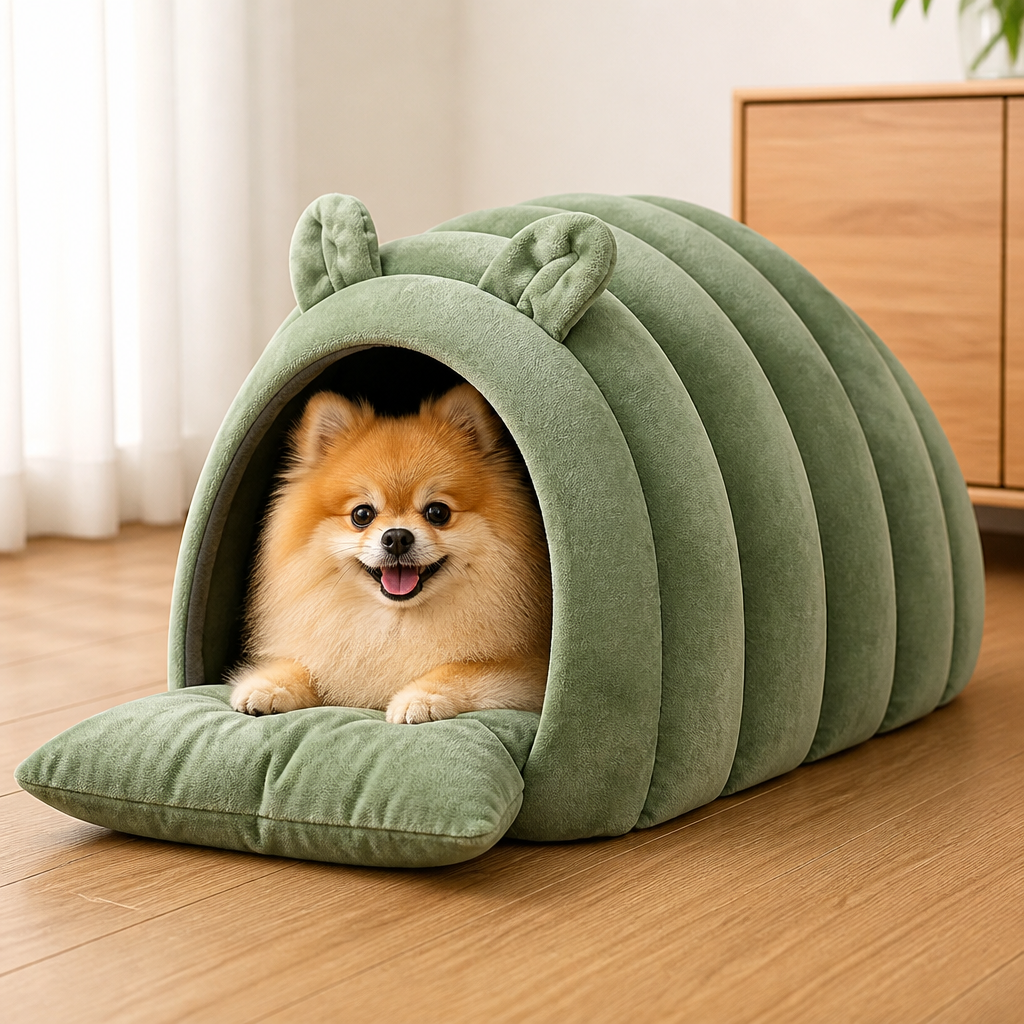 Ortekor Arctic Cashmere Half-Enclosed Cat Bed (Removable Cushion)