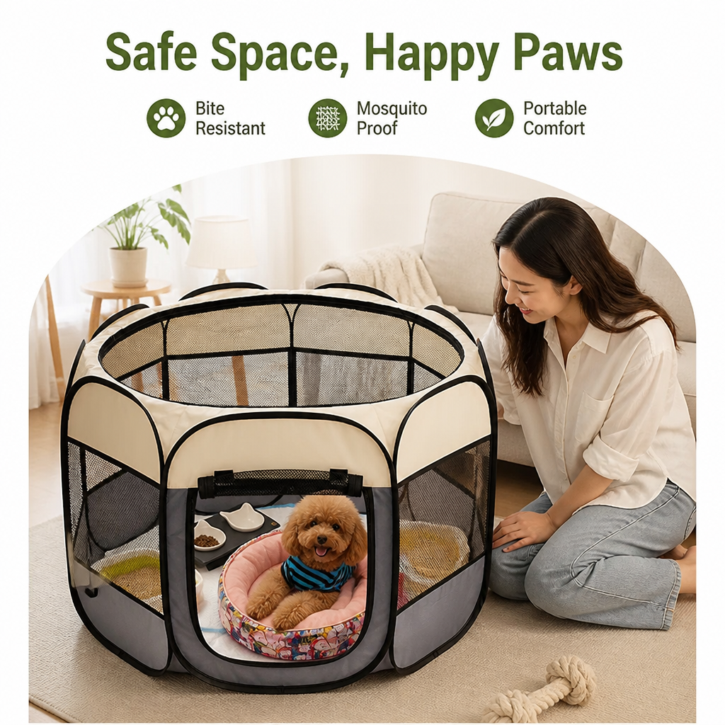 Ortekor Bite-Resistant Oxford & Mosquito-Proof Playpen Tent (Foldable)