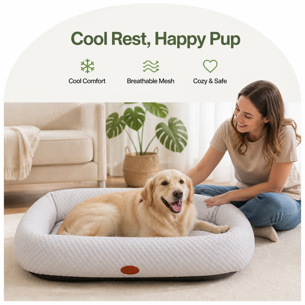 Ortekor Breathable Mesh & No-Power Cooling Dog Bed (Removable Cover)