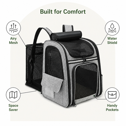 Ortekor Breathable Mesh & Water-Repellent Pet Backpack Carrier (Collapsible)