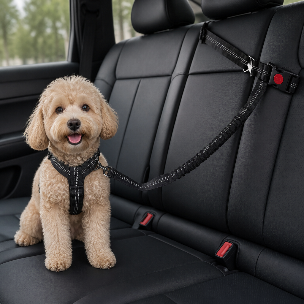 Ortekor Bungee Shock-Absorbing & Reflective Car Seat Leash (For Small-Medium Dogs)