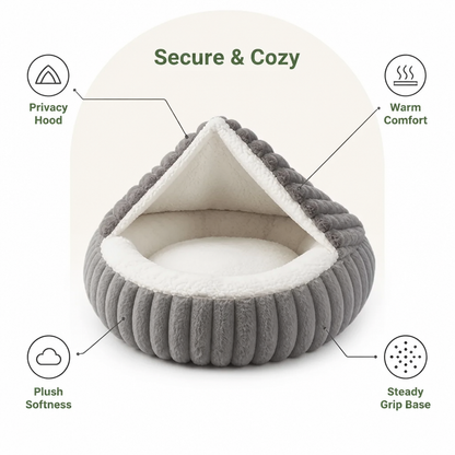 Ortekor Calming Hooded & Non-Slip Pet Bed (For Cats & Small Dogs)