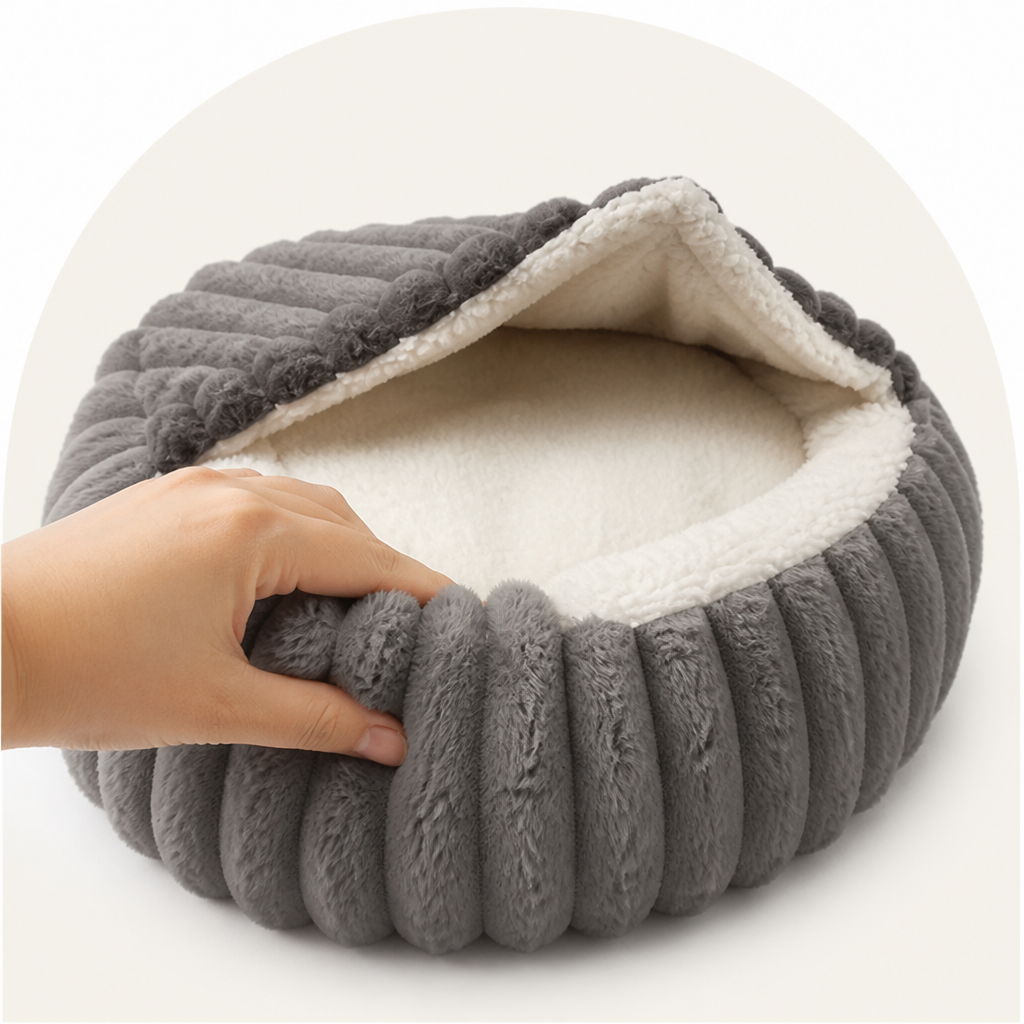 Ortekor Calming Hooded & Non-Slip Pet Bed (For Cats & Small Dogs)