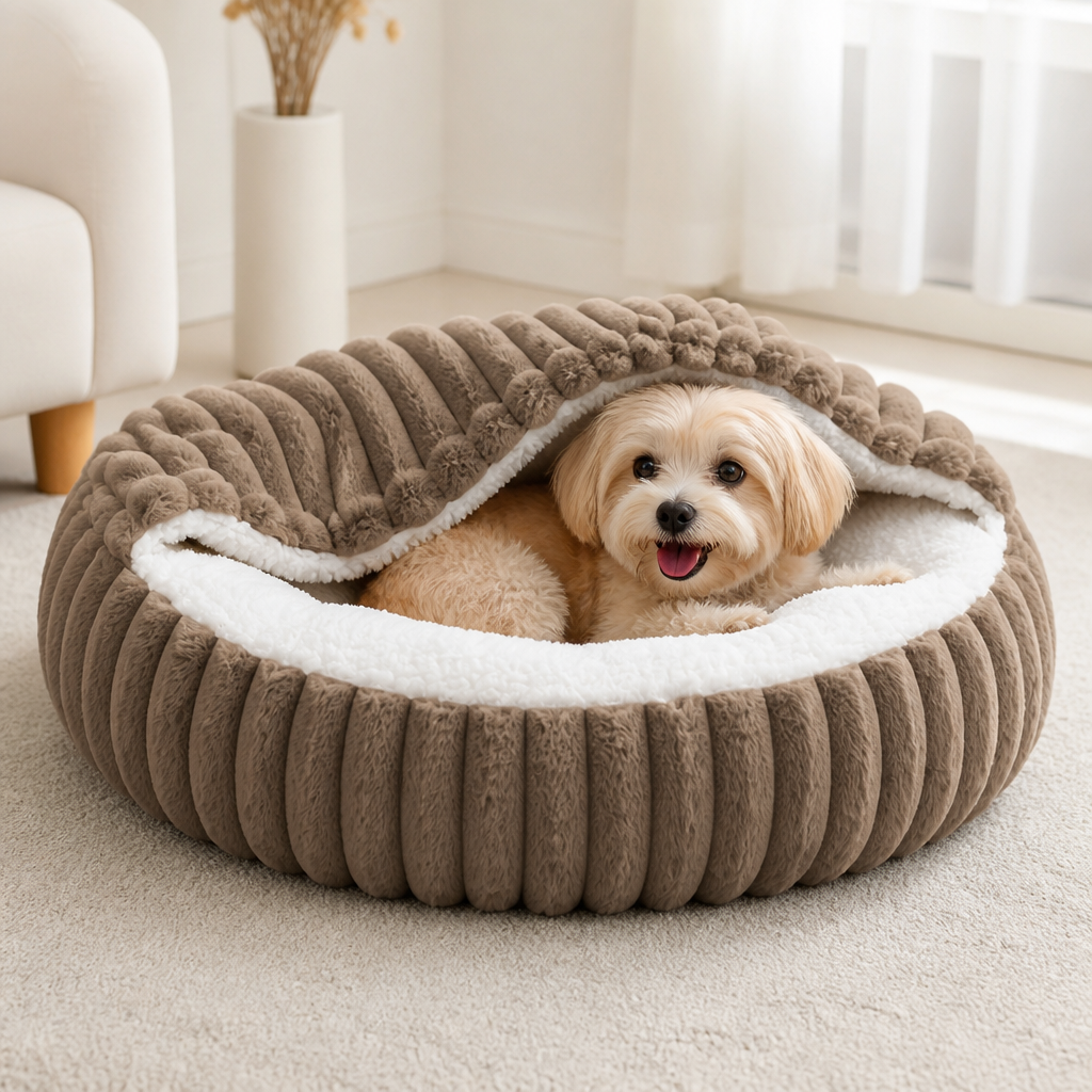 Ortekor Calming Hooded & Non-Slip Pet Bed (For Cats & Small Dogs)