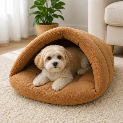 Ortekor Calming Plush Fleece Pet Cave Bed