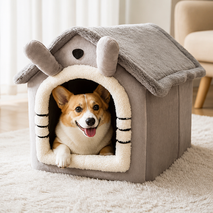 Ortekor Coral Velvet & PP Cotton Cave Dog Bed (Removable Cushion)
