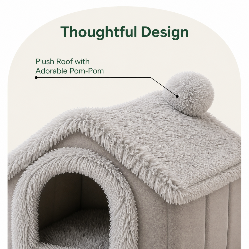 Ortekor Coral Velvet & PP Cotton Cave Dog Bed (Removable Cushion)