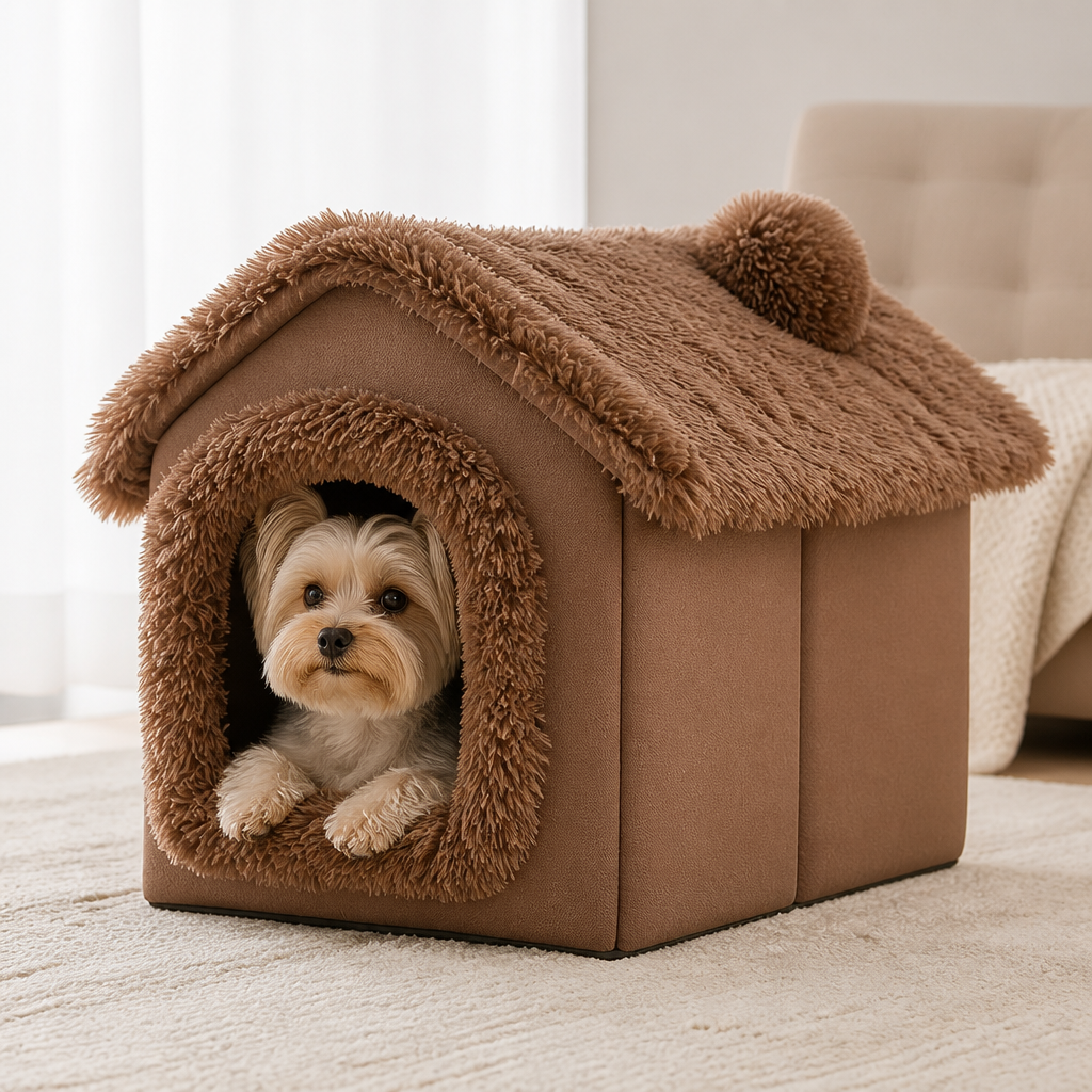 Ortekor Coral Velvet & Removable Cushion Plush Cave Dog Bed
