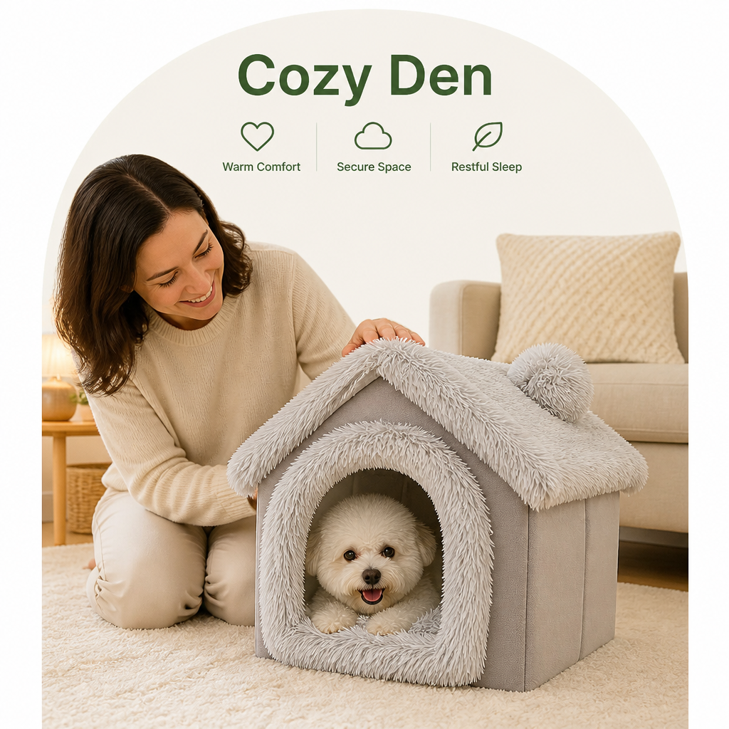 Ortekor Coral Velvet & Removable Cushion Plush Cave Dog Bed