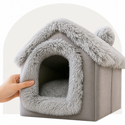 Ortekor Coral Velvet & Removable Cushion Plush Cave Dog Bed