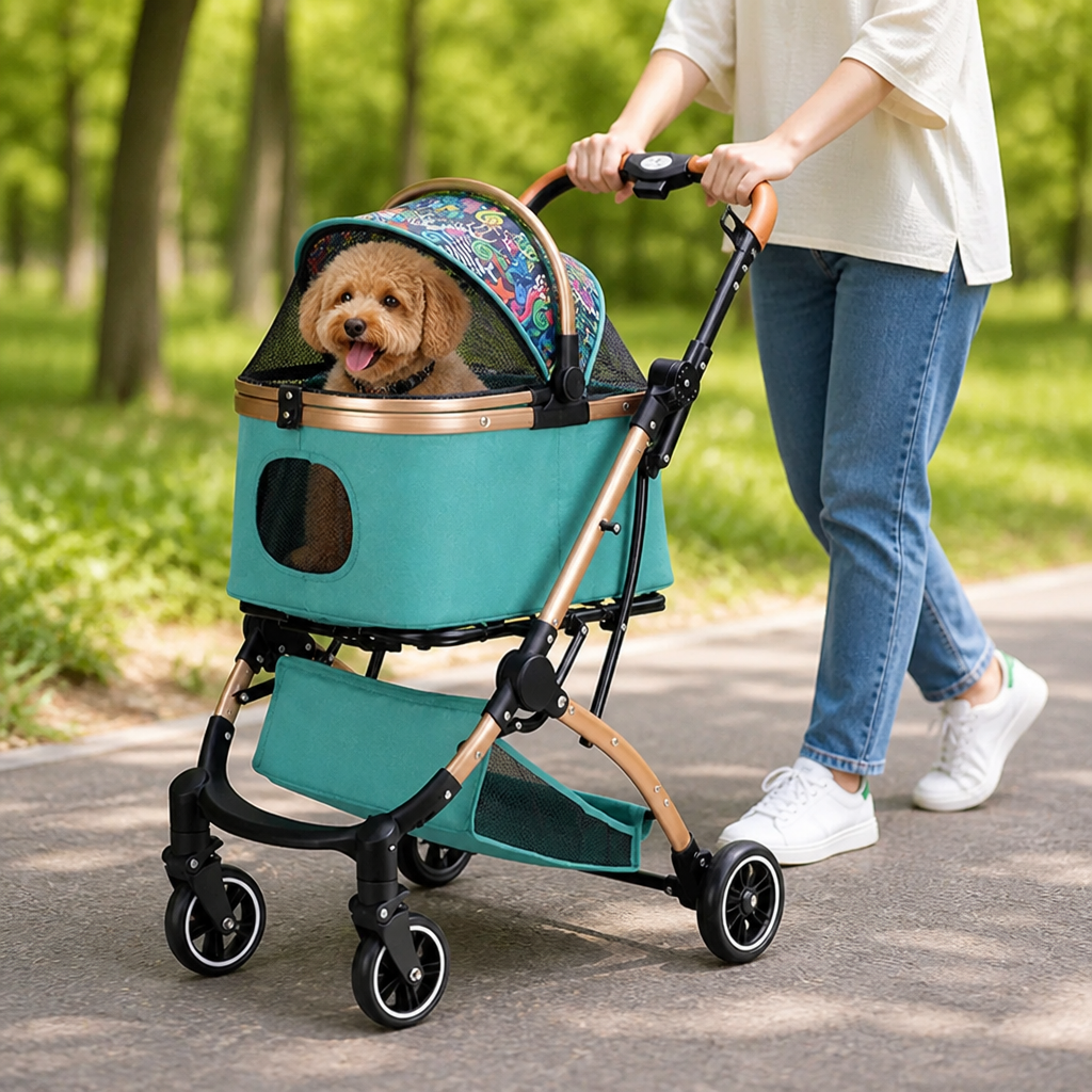 Ortekor Detachable Vehicle-Mounted Lightweight & Foldable Pet Stroller