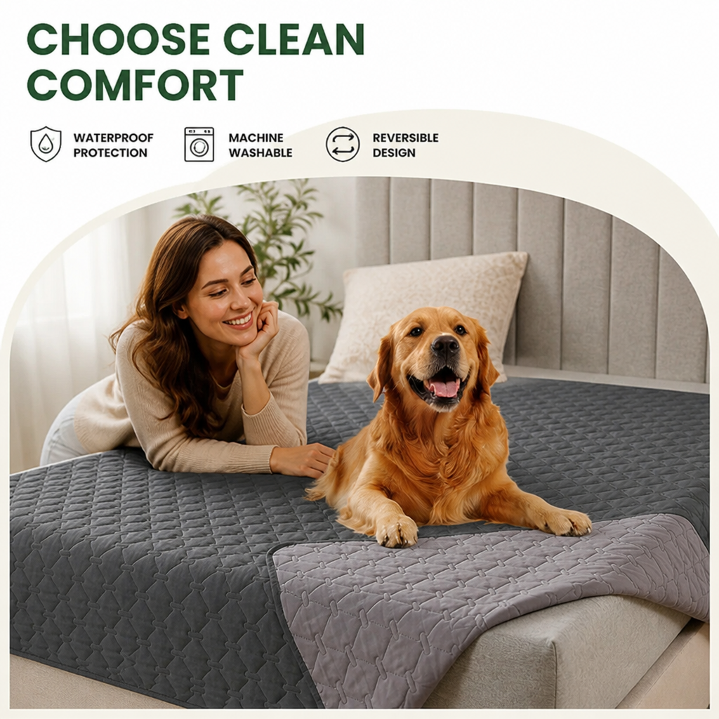 Ortekor Double-Sided Waterproof & Reversible Plaid Sofa & Bed Cover (Machine Washable)