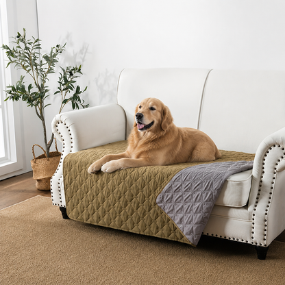 Ortekor Double-Sided Waterproof & Reversible Plaid Sofa & Bed Cover (Machine Washable)