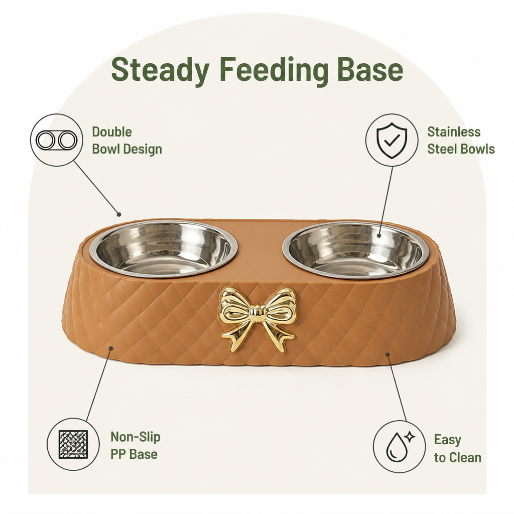 Ortekor Double Stainless Steel & Non-Slip Feeding Bowl