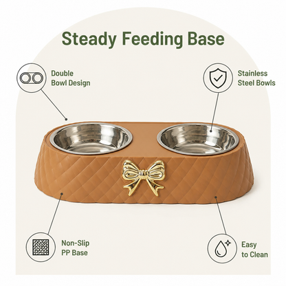 Ortekor Double Stainless Steel & Non-Slip Feeding Bowl