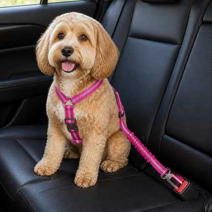 Ortekor Dual-Safety Shock-Absorbing Dog Car Seat Belt (Adjustable 16-26 in)