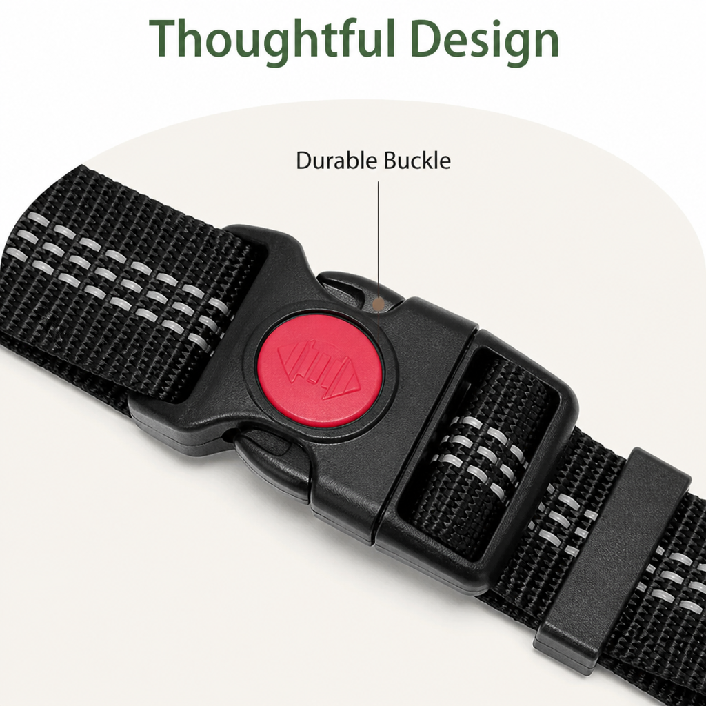 Ortekor Dual-Safety Shock-Absorbing Dog Car Seat Belt (Adjustable 16-26 in)