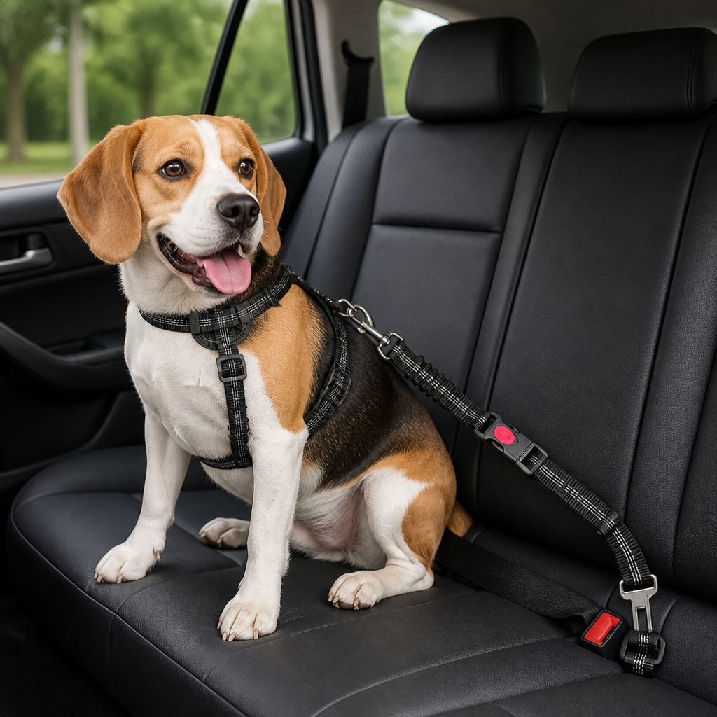 Ortekor Dual-Safety Shock-Absorbing Dog Car Seat Belt (Adjustable 16-26 in)